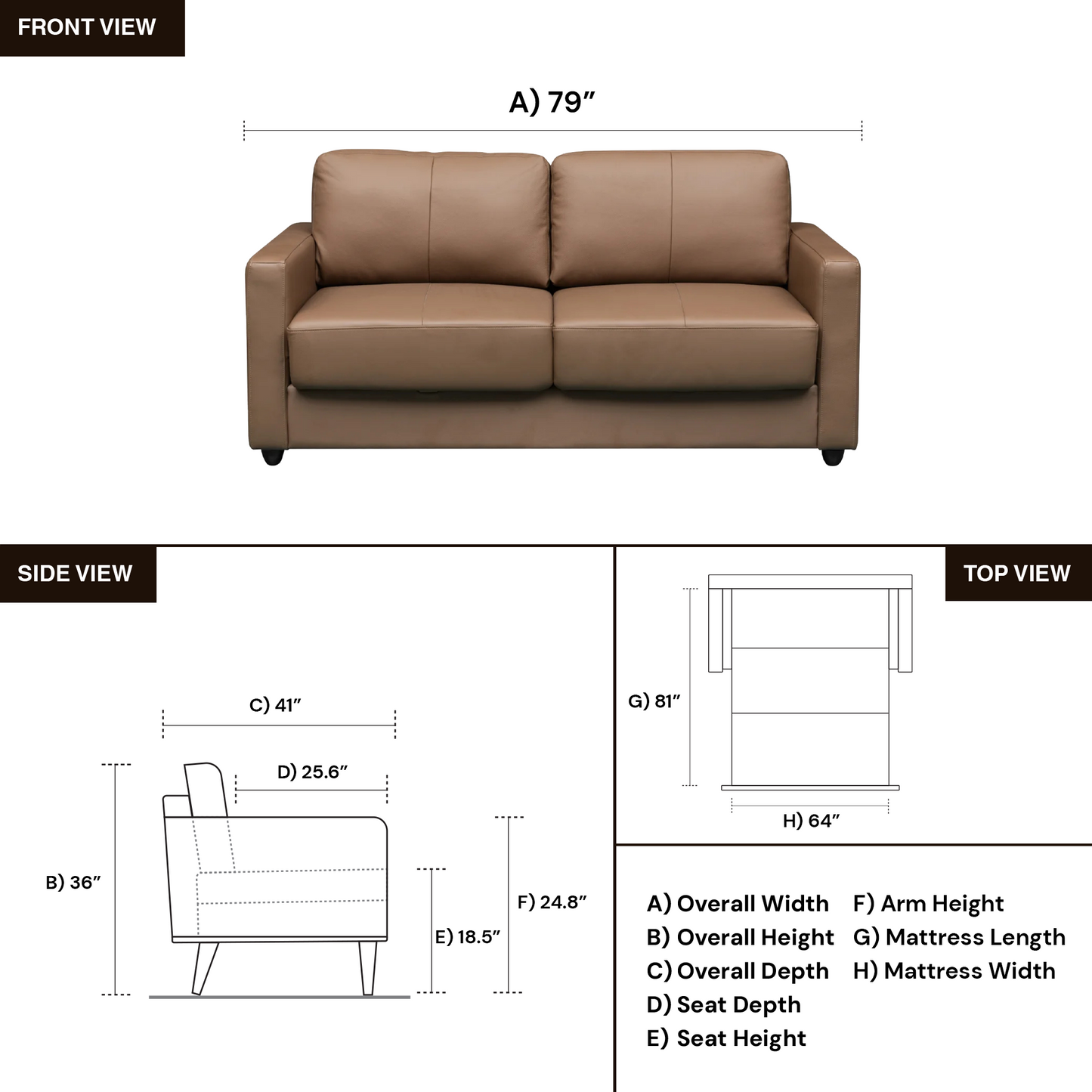 Klaussner Nova Queen Leather Sleeper Sofa with Foam Mattress