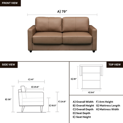 Klaussner Nova Queen Leather Sleeper Sofa with Foam Mattress