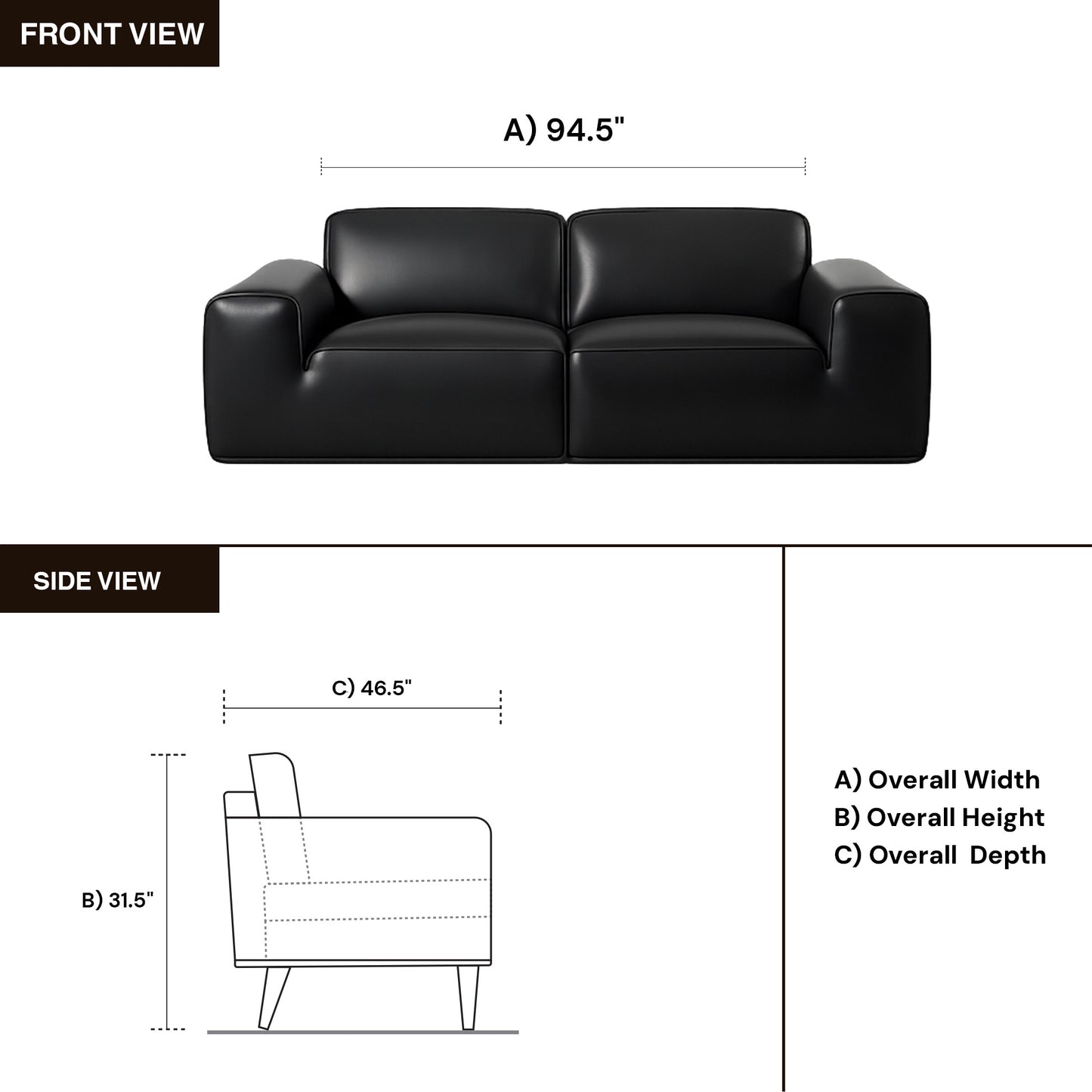 Gio Italia Westaro Contemporary Leather Sofa With Deep Seating