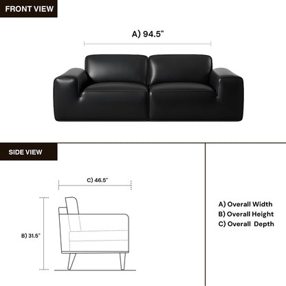 Gio Italia Westaro Contemporary Leather Sofa With Deep Seating
