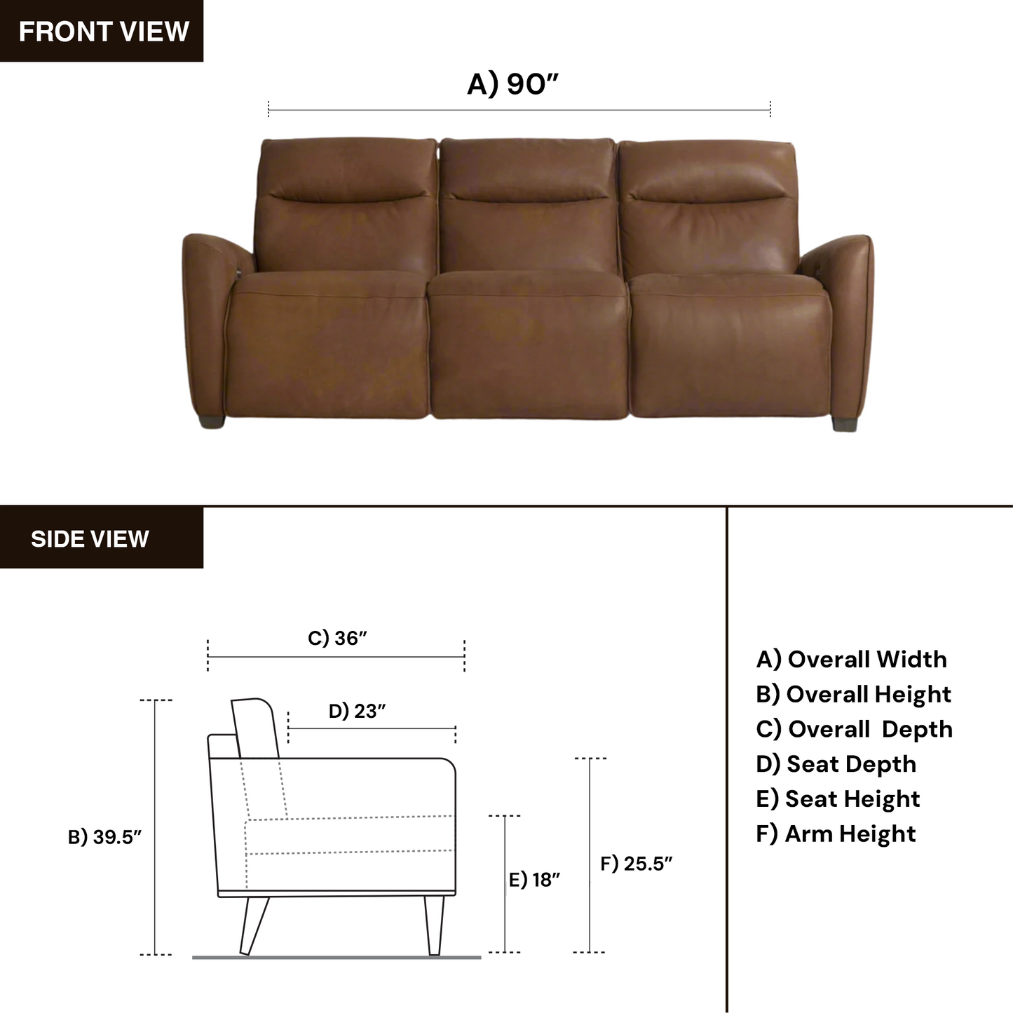 Bernhardt Sorrento 3-Seater Leather Power Motion Sofa