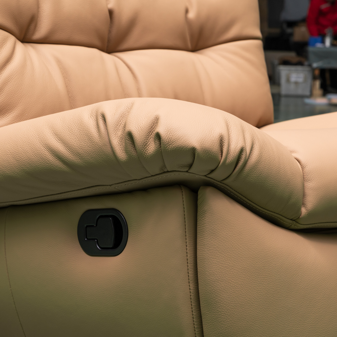 Klaussner Stella manual reclining mechanism - operational hardware detail for comfort design furniture