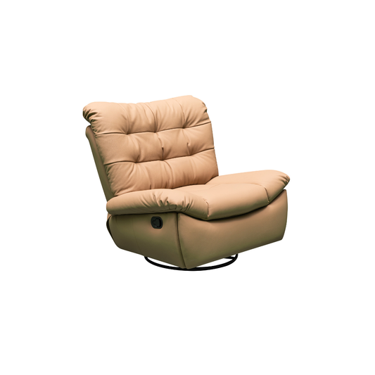 Klaussner Stella swivel glider recliner in brown leather - front angle view showing elegant design for comfort furniture