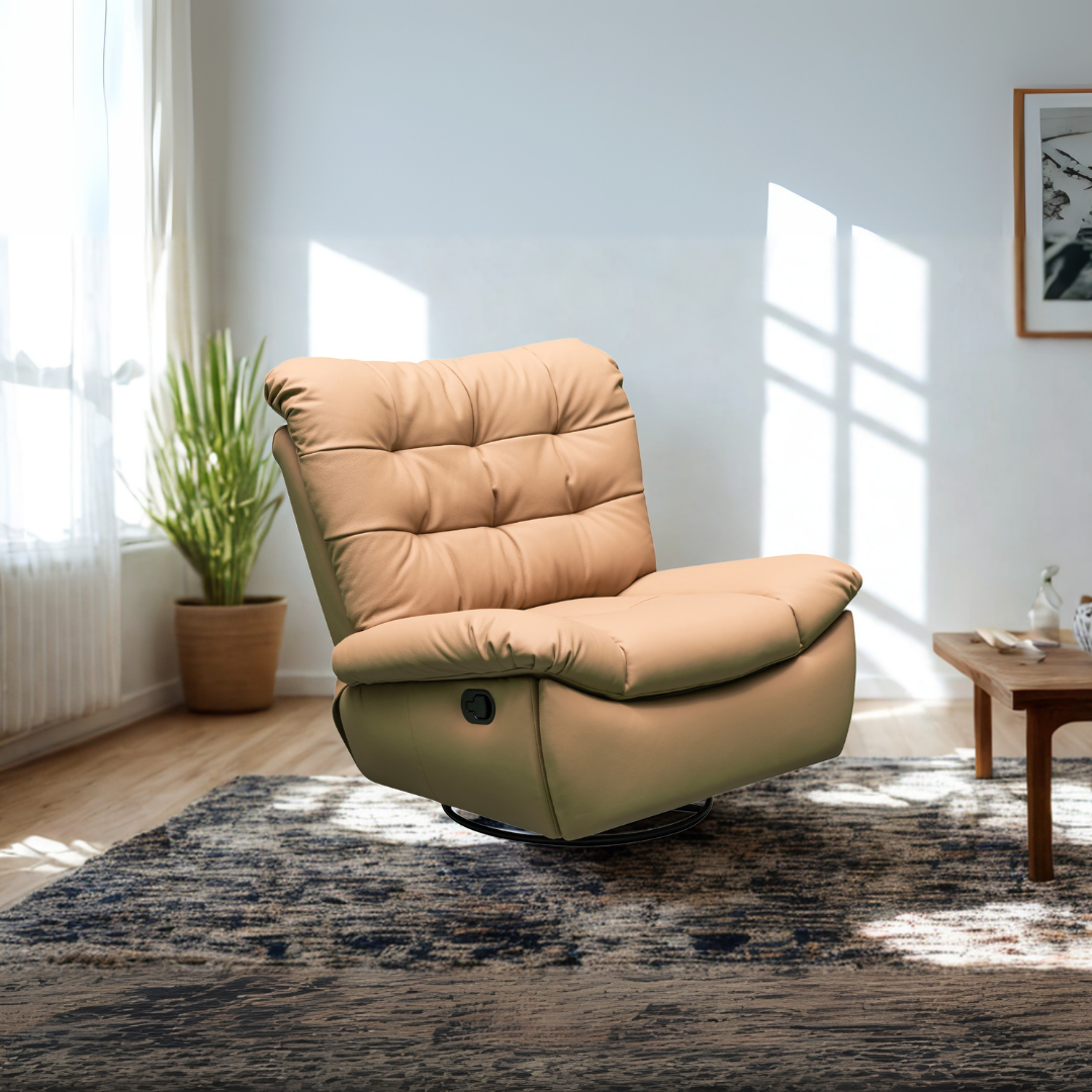 Klaussner Stella swivel glider mechanism and base construction - functional detail view for comfort design furniture