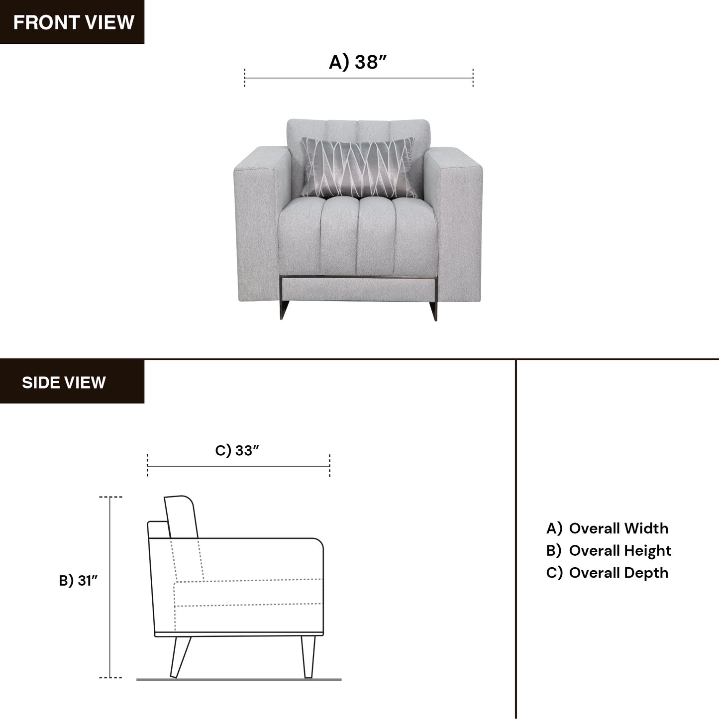 Klaussner Talento Tufted Fabric Chair with Track Arms