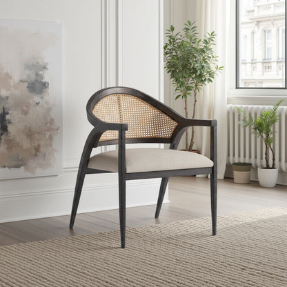 Universal Modern Upholstered Woven Back Accent Chair in Onyx Frame