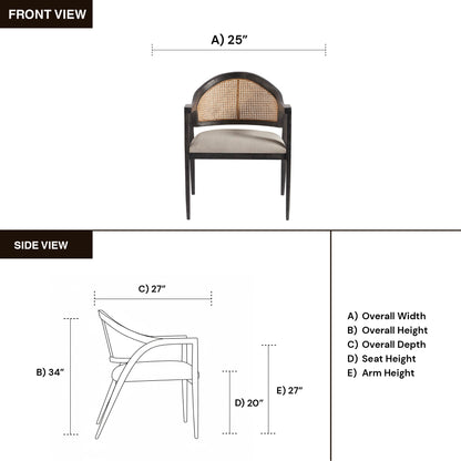 Universal Modern Upholstered Woven Back Accent Chair in Onyx Frame