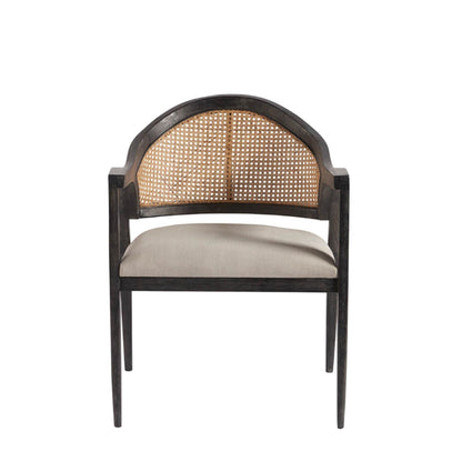 Universal Modern Upholstered Woven Back Accent Chair in Onyx Frame
