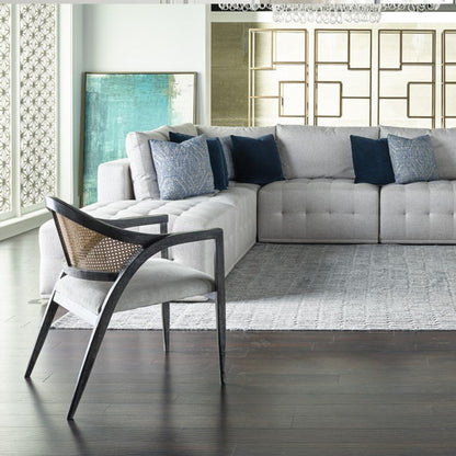 Universal Modern Upholstered Woven Back Accent Chair in Onyx Frame