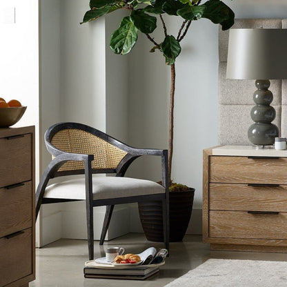 Universal Modern Upholstered Woven Back Accent Chair in Onyx Frame