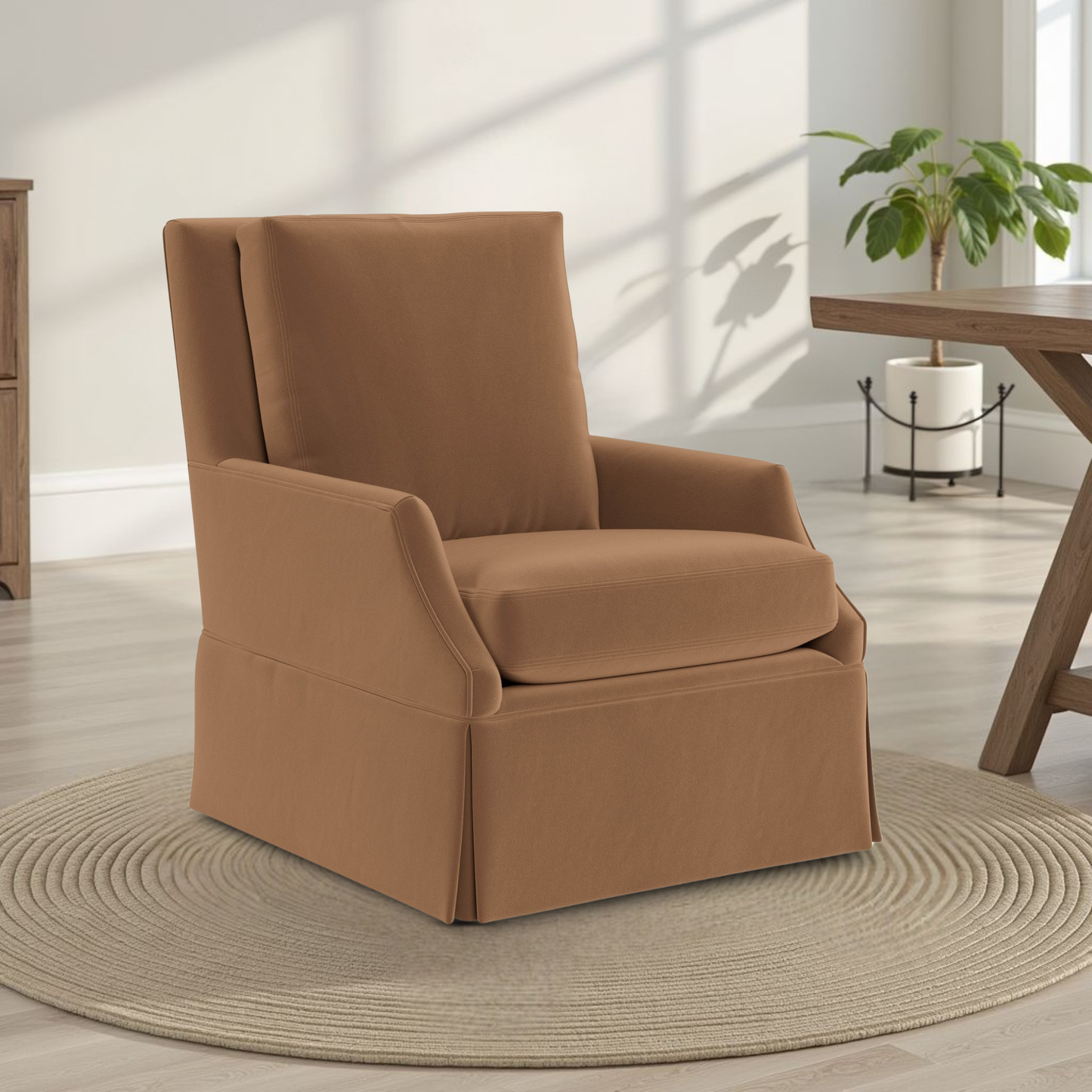 Universal Jocelyn Fabric Brown Swivel Glider Chair