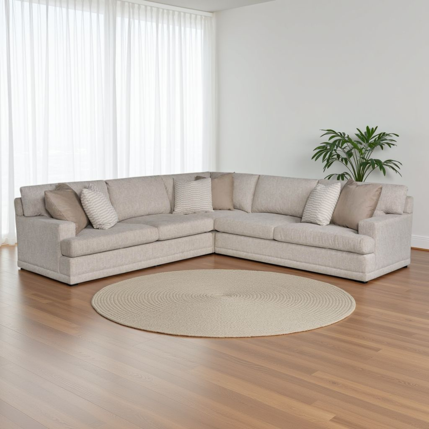 Universal Hadlee Sectional Sofa with Plush Throw Pillows