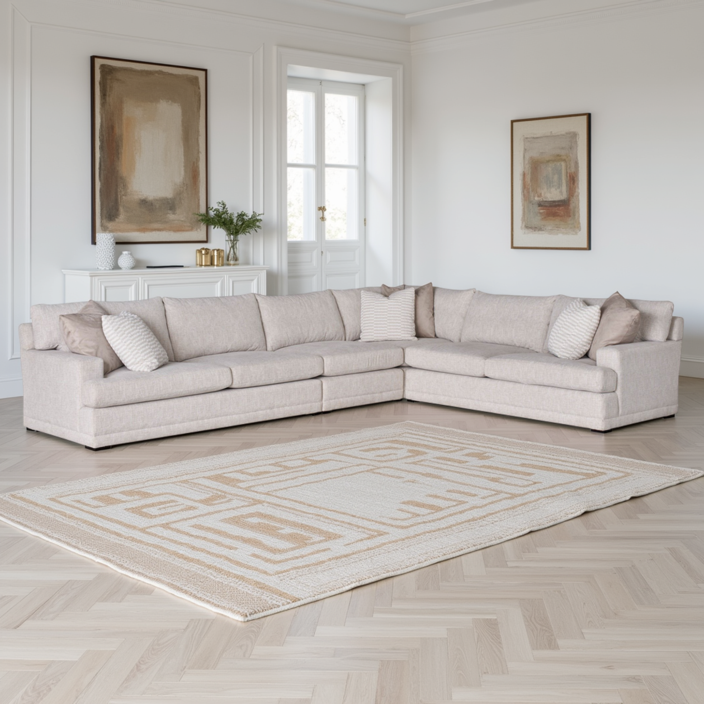 Universal Hadlee Sectional Sofa with Plush Throw Pillows