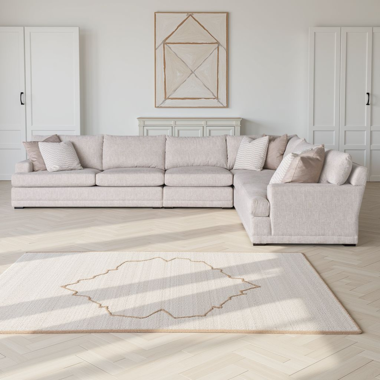 Universal Hadlee Sectional Sofa with Plush Throw Pillows