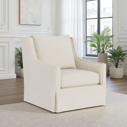 Universal Hudson Fabric Beige Swivel Chair with Ivory Finish