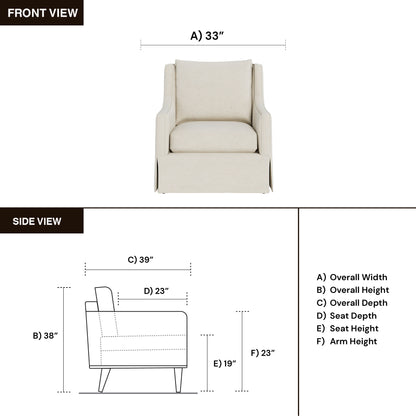 Universal Hudson Fabric Beige Swivel Chair with Ivory Finish