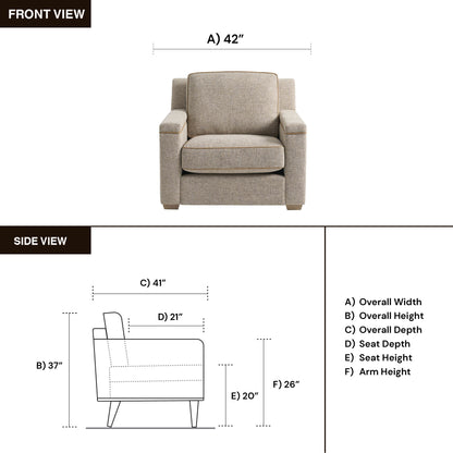 Universal Liam Fabric Brown Sofa Chair with Cushioned Back