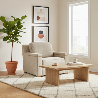 Universal Liam Fabric Brown Sofa Chair with Cushioned Back