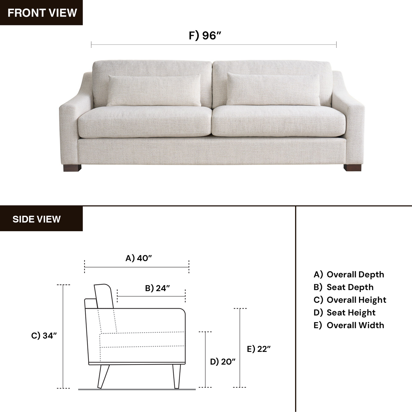Universal Brooklyn White Fabric Sofa With Throw Pillows