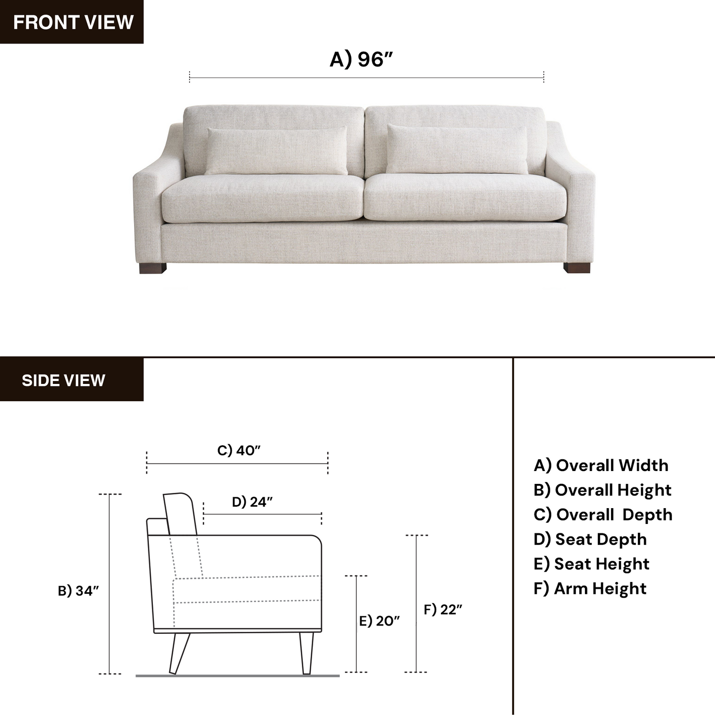 Universal Brooklyn White Fabric Sofa With Throw Pillows-ComfortDesign
