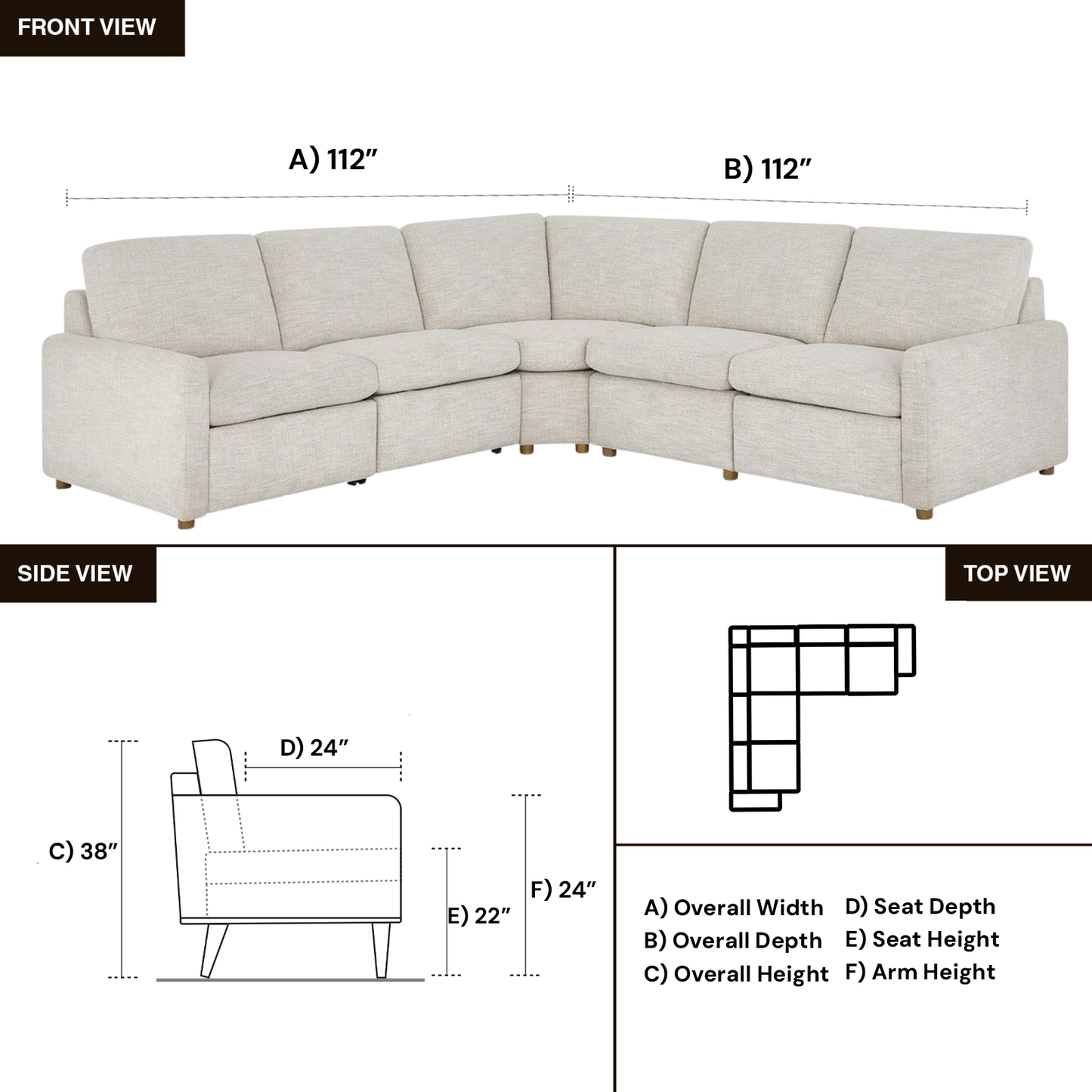 Universal  Furniture Hyde Fabric 5-Piece Power Dual Motion Reclining Sectional Sofa