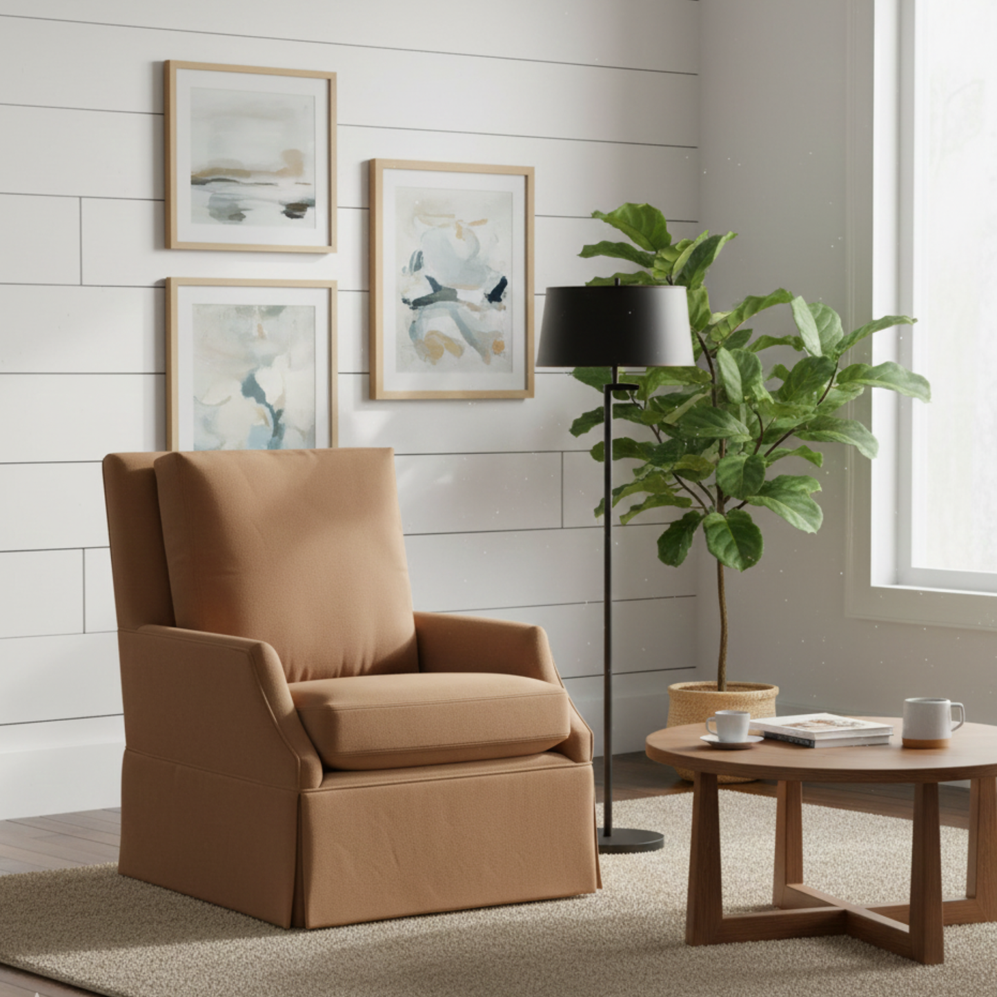 Universal Jocelyn Fabric Brown Swivel Glider Chair