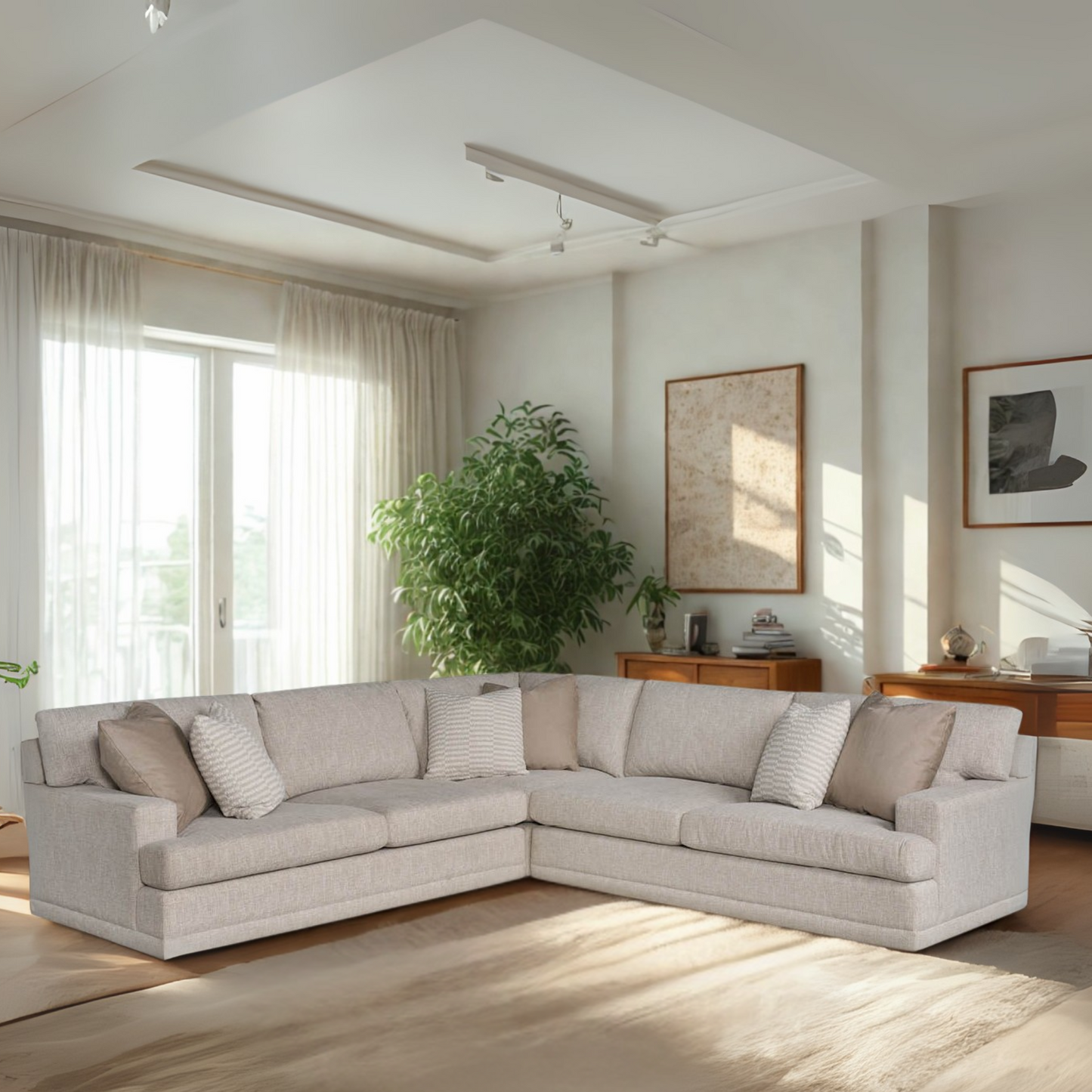 Universal Modular Hadlee Loveseat Sectional Sofa in Beige
