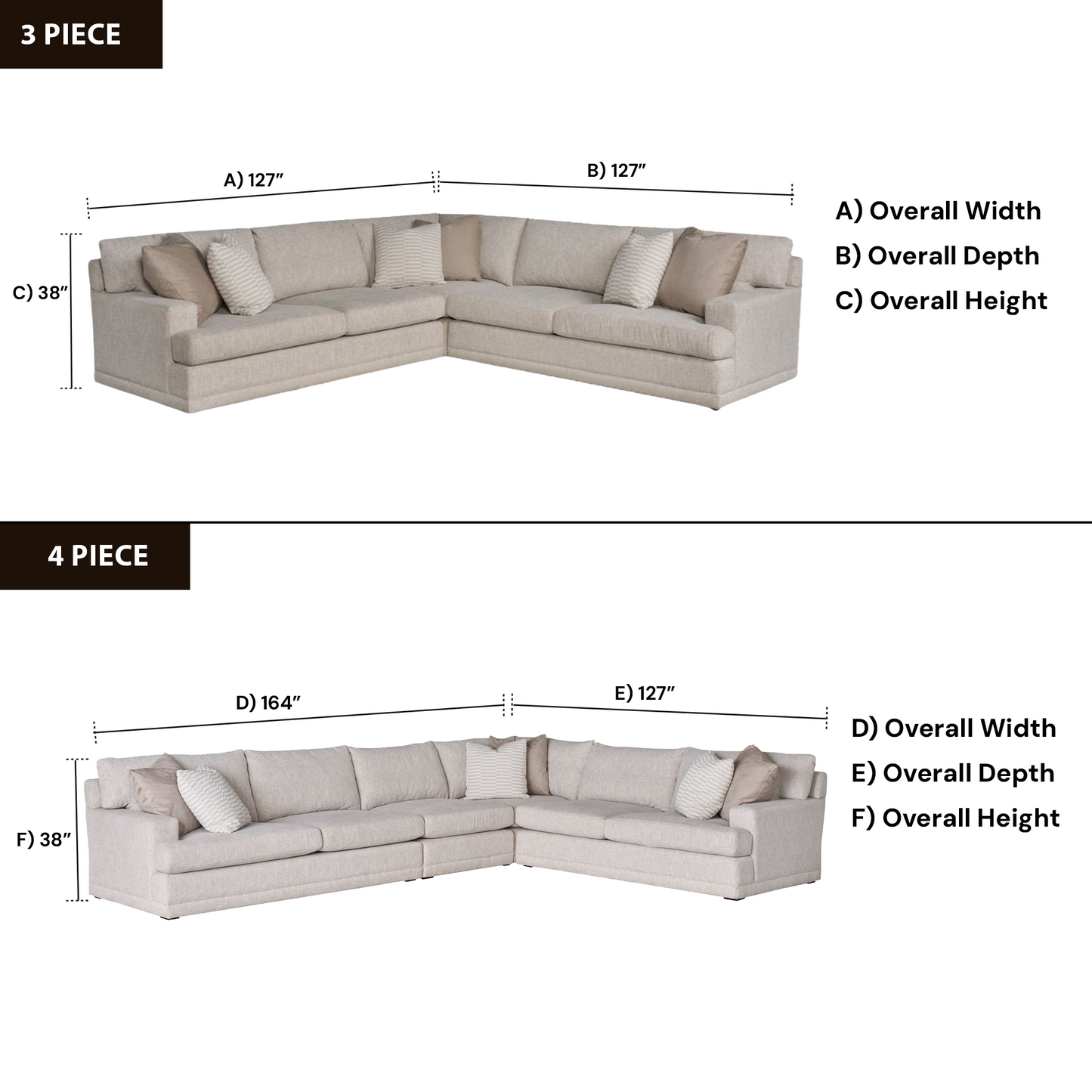Universal Hadlee Sectional Sofa with Plush Throw Pillows