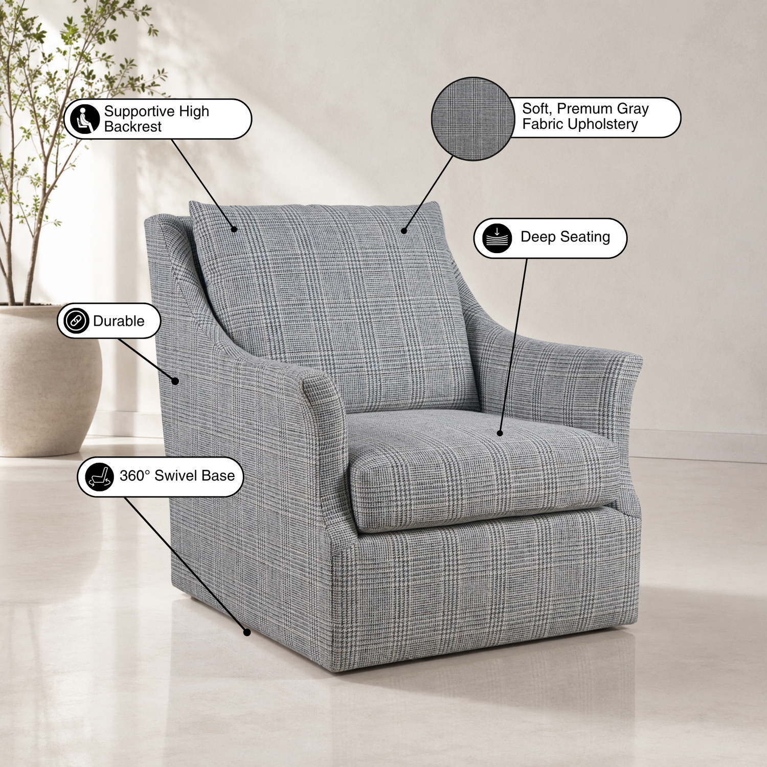 Universal Henri Fabric Swivel Chair-Comfort Design