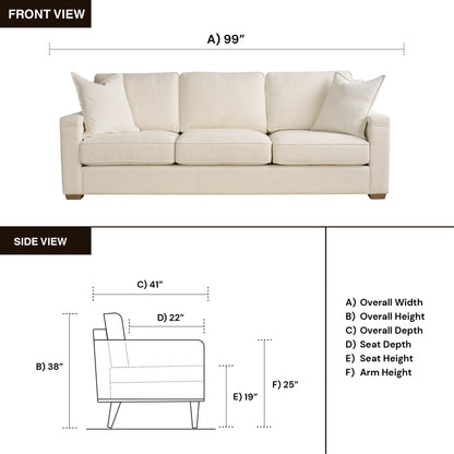 Universal Leah 3 Seater Fabric Sofa with Clean Track Arms