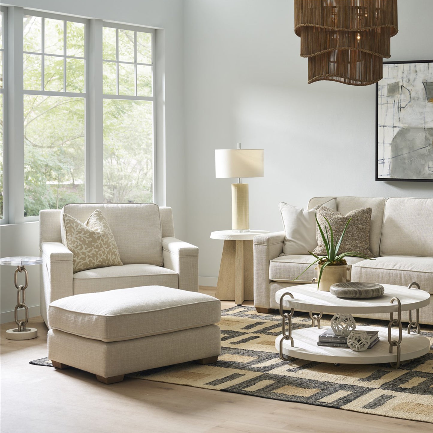 Universal Leah 3 Seater Fabric Sofa with Clean Track Arms