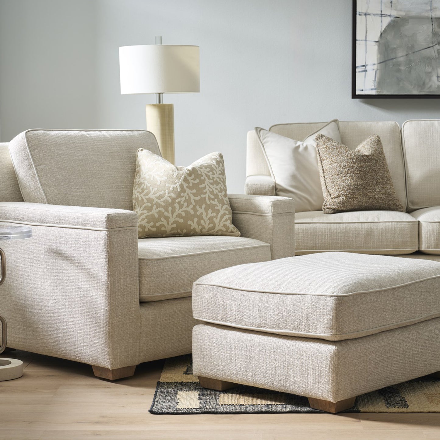 Universal Leah 3 Seater Fabric Sofa with Clean Track Arms