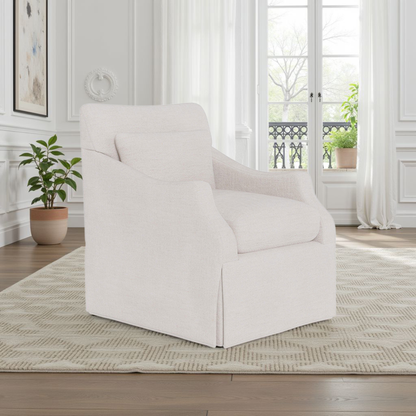Universal Margaux Swivel White Fabric Accent Chair-ComfortDeisgn