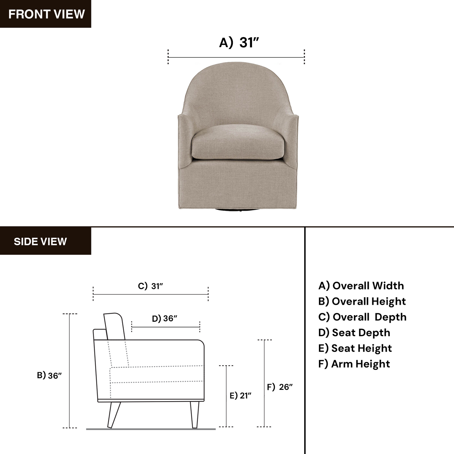 Universal Roscoe Fabric Swivel Accent Chair