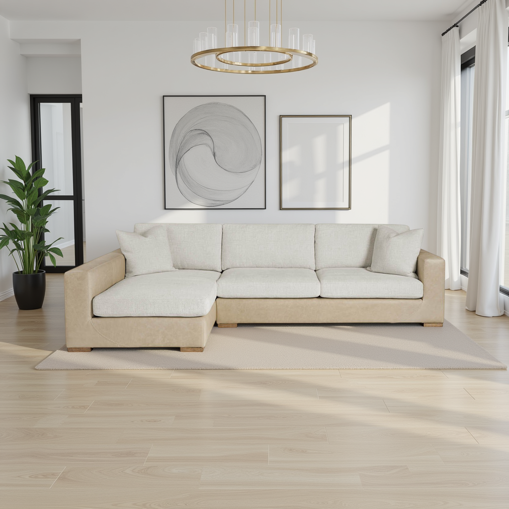 Front view of Universal Shelborne Chaise LAF Loveseat RAF 2-Piece Sofa-Comfort Furniture
