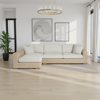 Front view of Universal Shelborne Chaise LAF Loveseat RAF 2-Piece Sofa-Comfort Furniture