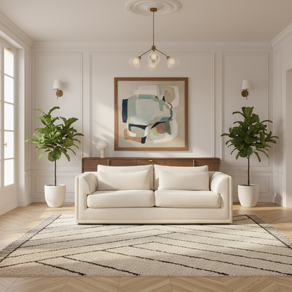 Contemporary living room featuring Universal Theo 3-seater sofa in neutral Sheldon Ivory for comfort design furniture