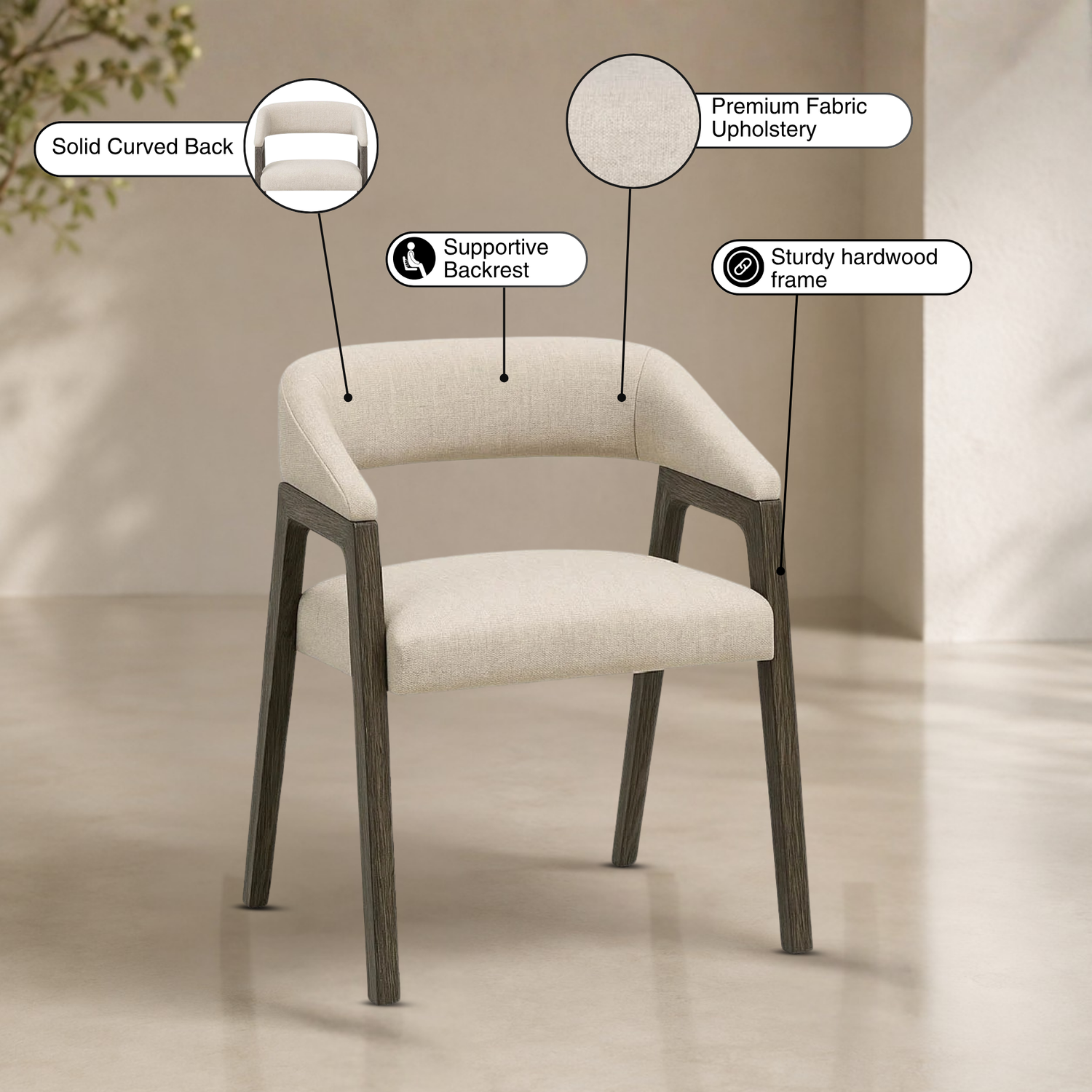 Universal Veil Upholstered Dining Chair-Comfort Design