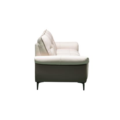 Klaussner Viana Leather Ivory Accent Chair with Feather-Filled Back Cushion