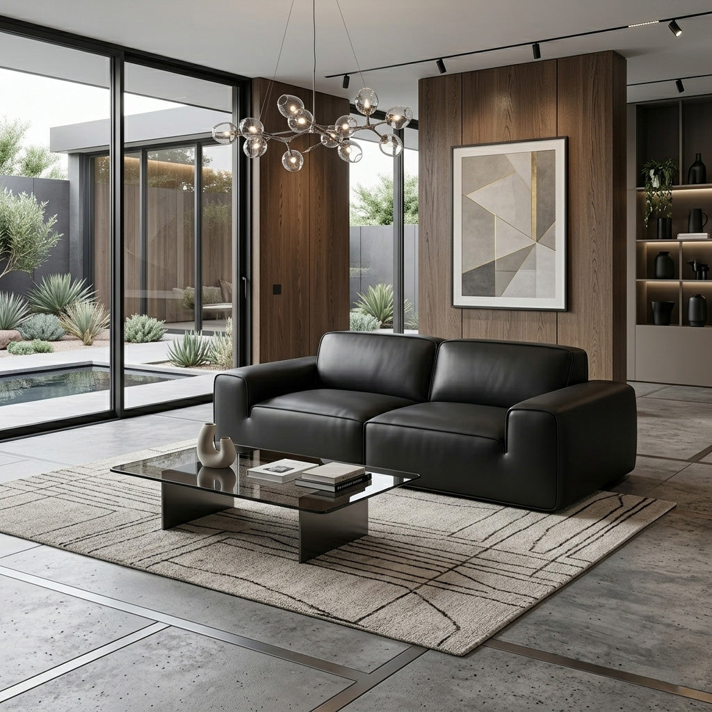 Gio Italia Westaro Contemporary Leather Sofa With Deep Seating