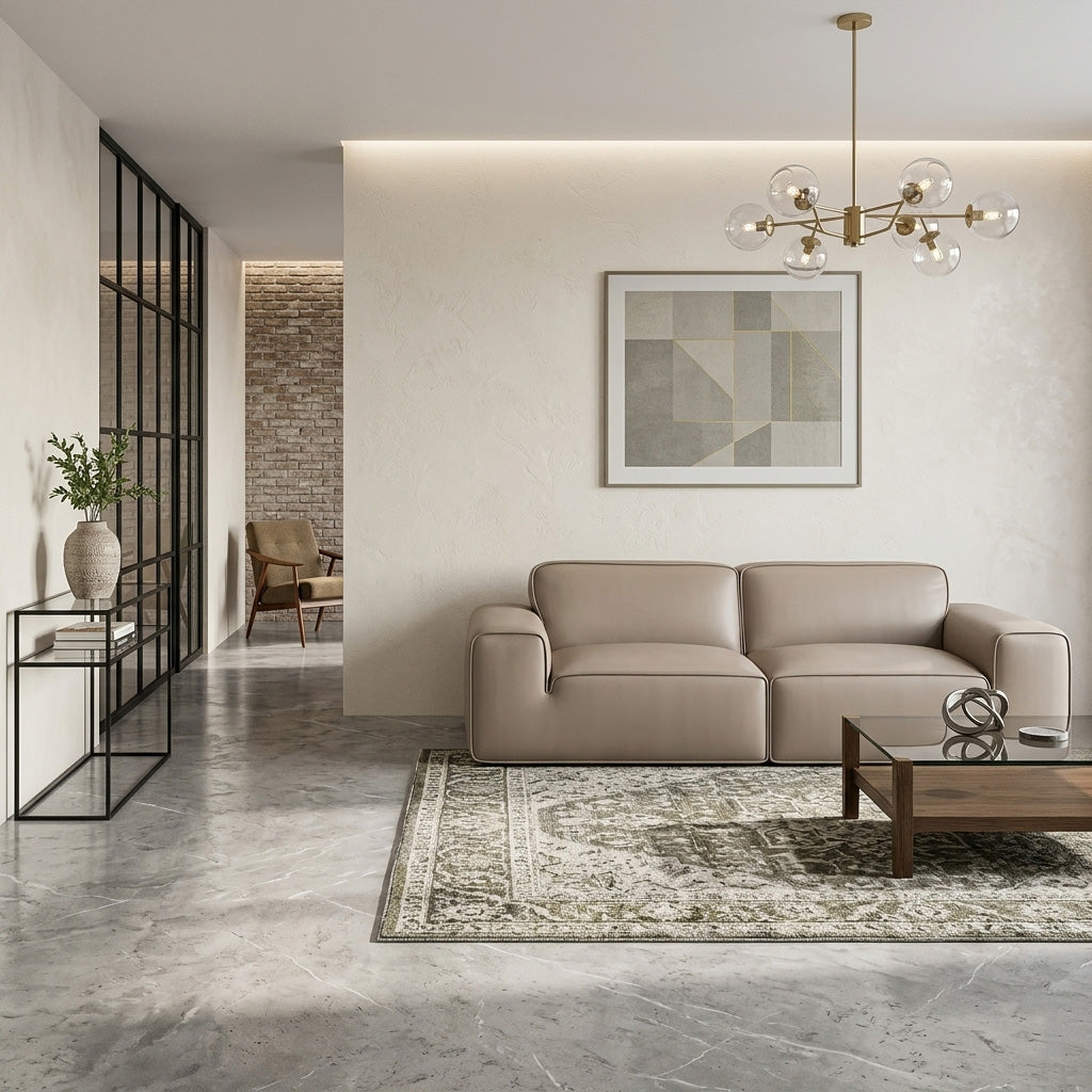 Gio Italia Westaro Contemporary Leather Sofa With Deep Seating