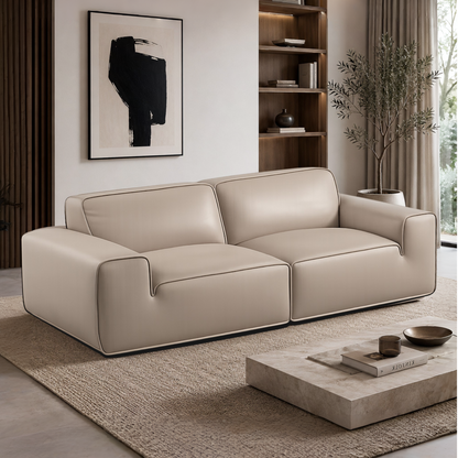 Gio Italia Westaro Contemporary Leather Sofa With Deep Seating