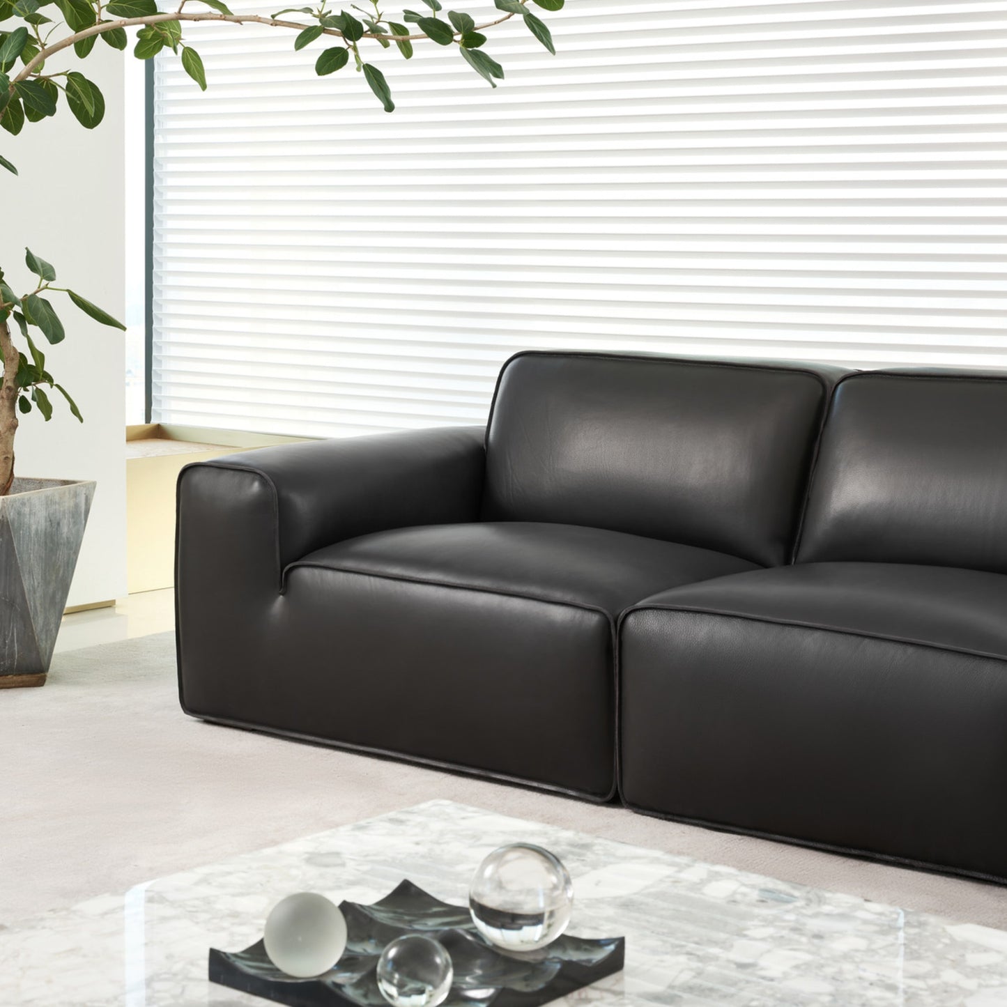 Gio Italia Westaro Contemporary Leather Sofa With Deep Seating