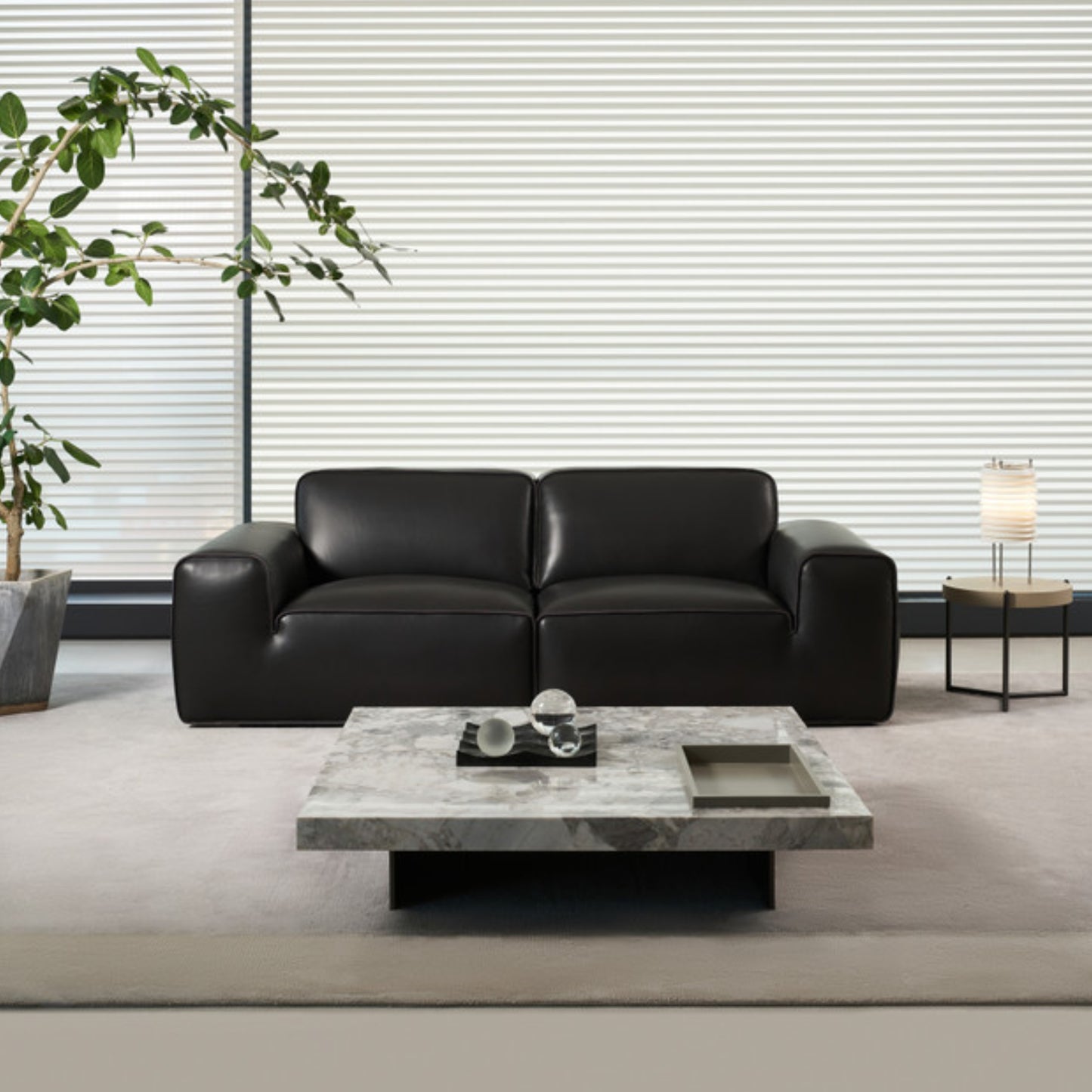 Gio Italia Westaro Contemporary Leather Sofa With Deep Seating