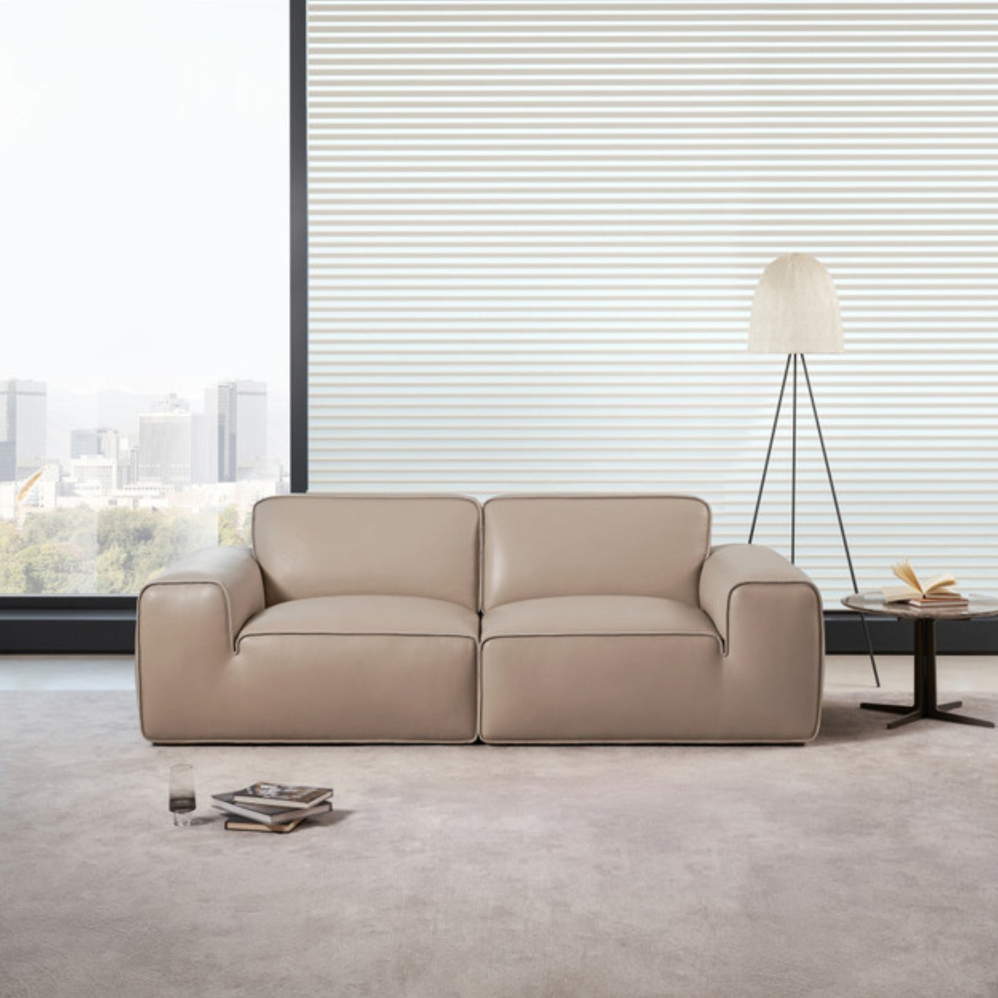 Gio Italia Westaro Contemporary Leather Sofa With Deep Seating