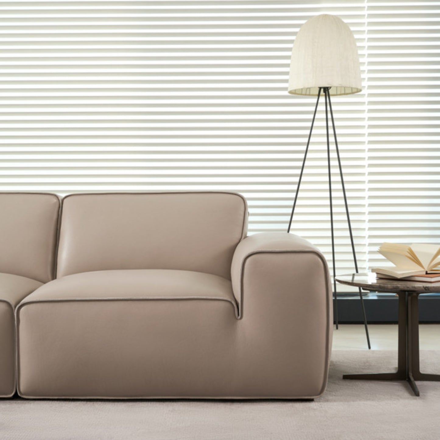Gio Italia Westaro Contemporary Leather Sofa With Deep Seating