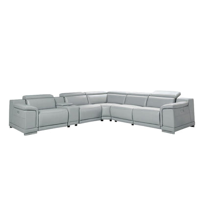 Gio Italia Haviano Leather Recliner Sectional Sofa with Console