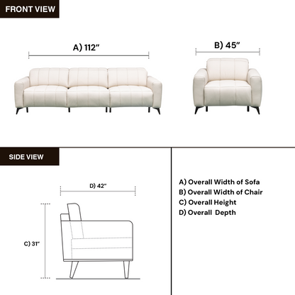 Klaussner Capri Leather Recliner Sofa With Chair