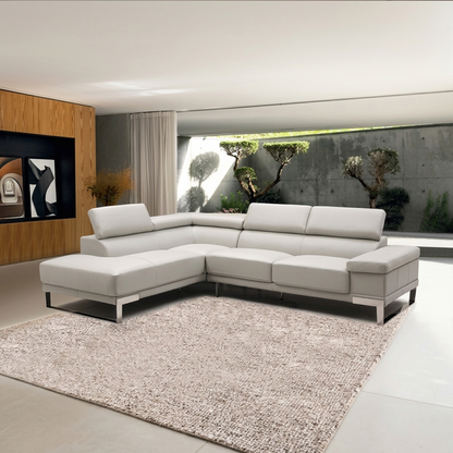 Gio Italia Brixton Leather Sectional Sofa With Chaise