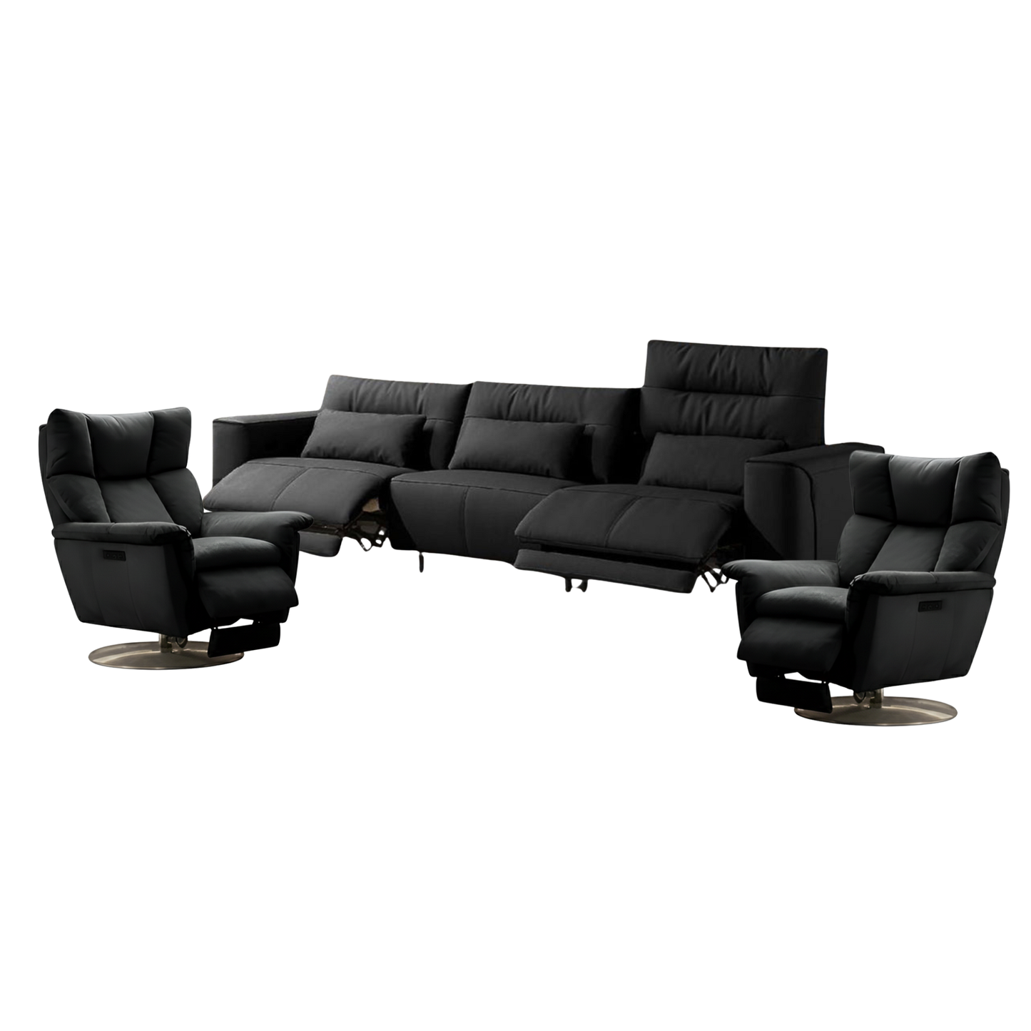 Klaussner Alessandro 3-Seater Leather Power Recliner Sofa With Chair